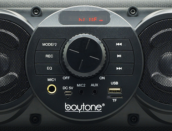 Boytone BT-18BK Portable Bluetooth Boombox Speaker, Indoor/Outdoor 2.1 Hi-Fi Cylinder Loud Sound Built-in 5