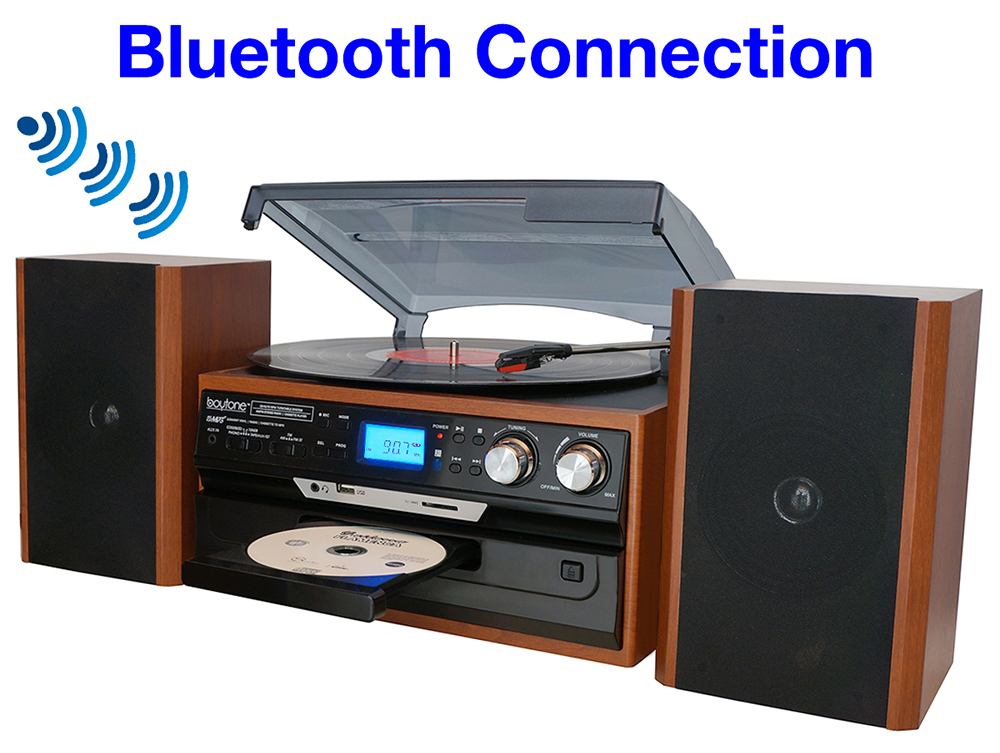 Boytone BT-24MB Bluetooth Classic Style Record Player Turntable