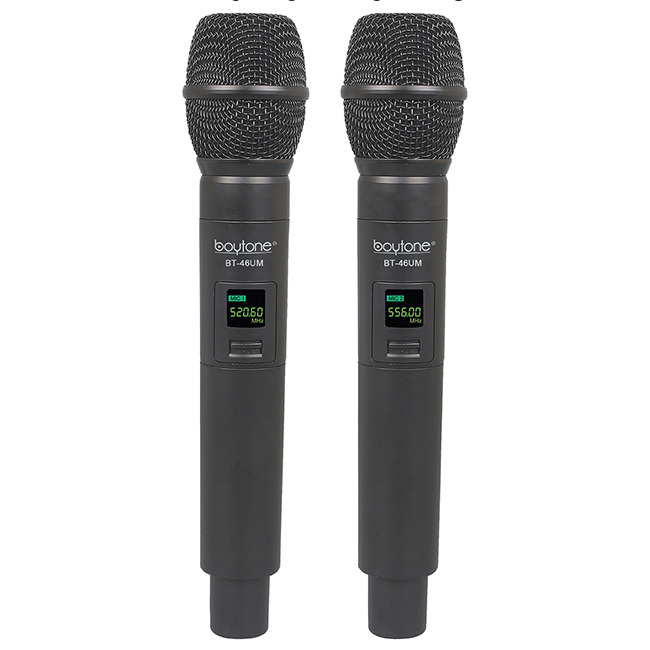 Boytone BT-46UM UHF Digital Channel Wireless Microphone System – Dual Fixed Frequency Wireless