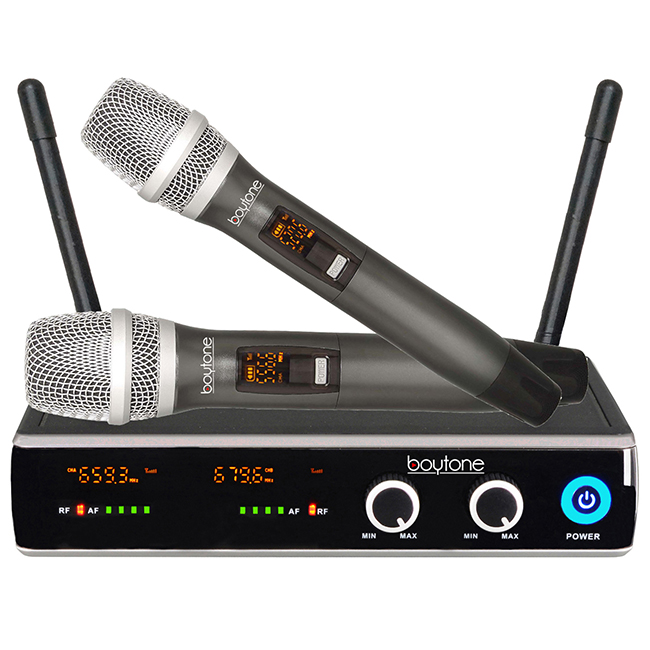 Boytone BT-102UM UHF Digital Wireless Microphone System – Dual Fixed Frequency Wireless Mic Receiver