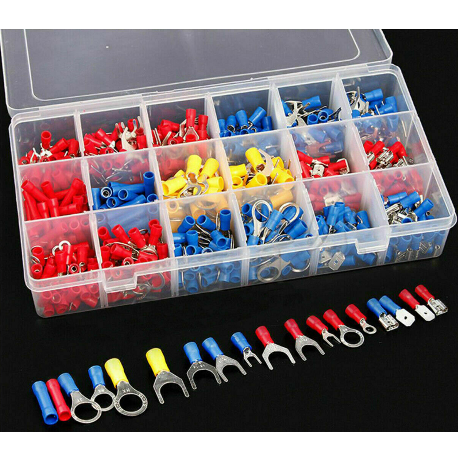 520 PCS Heat Shrink Wire Connectors, Multipurpose Waterproof Electrical Wire Terminals kit, Insulated Crimp Connectors Ring Fork Spade Butt Splices for Automotive Marine Boat Truck