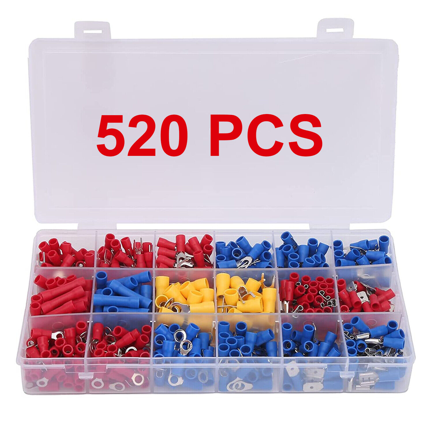 520 PCS Heat Shrink Wire Connectors, Multipurpose Waterproof Electrical Wire Terminals kit, Insulated Crimp Connectors Ring Fork Spade Butt Splices for Automotive Marine Boat Truck